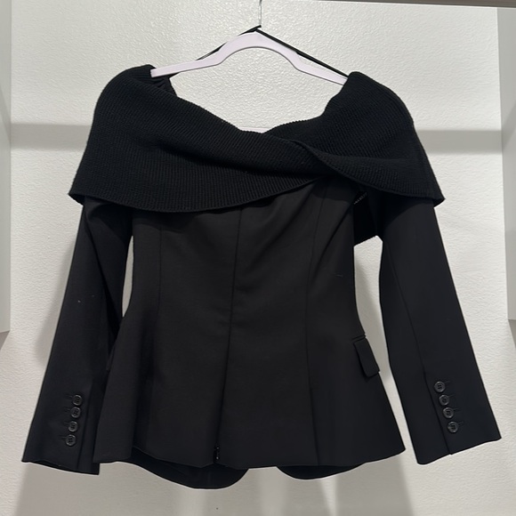 Monse Black Logo Shawl Jacket - Picture 2 of 5